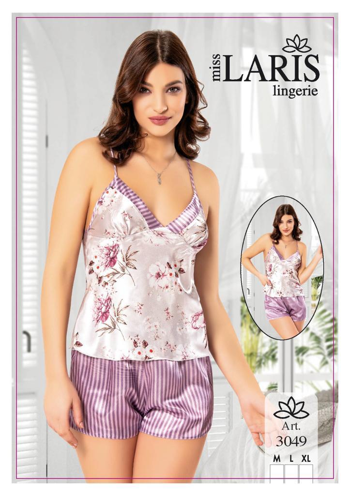 Miss Laris 3049 Bayan Saten Şortlu Takım
